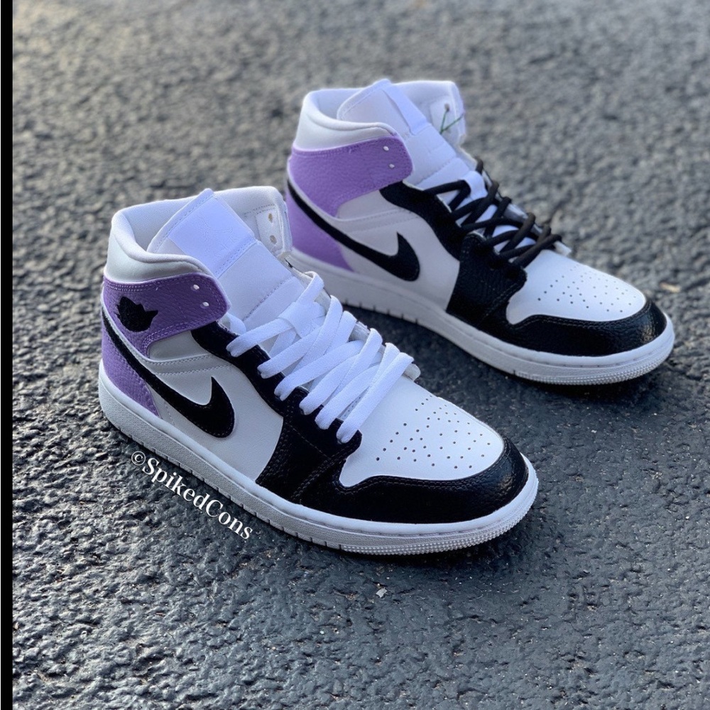 Custom Black Purple & White Jordan 1